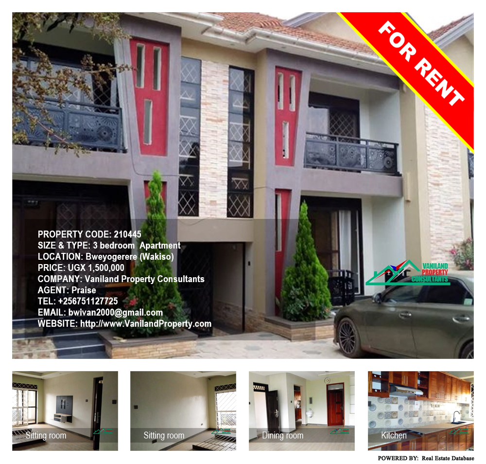 3 bedroom Apartment  for rent in Bweyogerere Wakiso Uganda, code: 210445