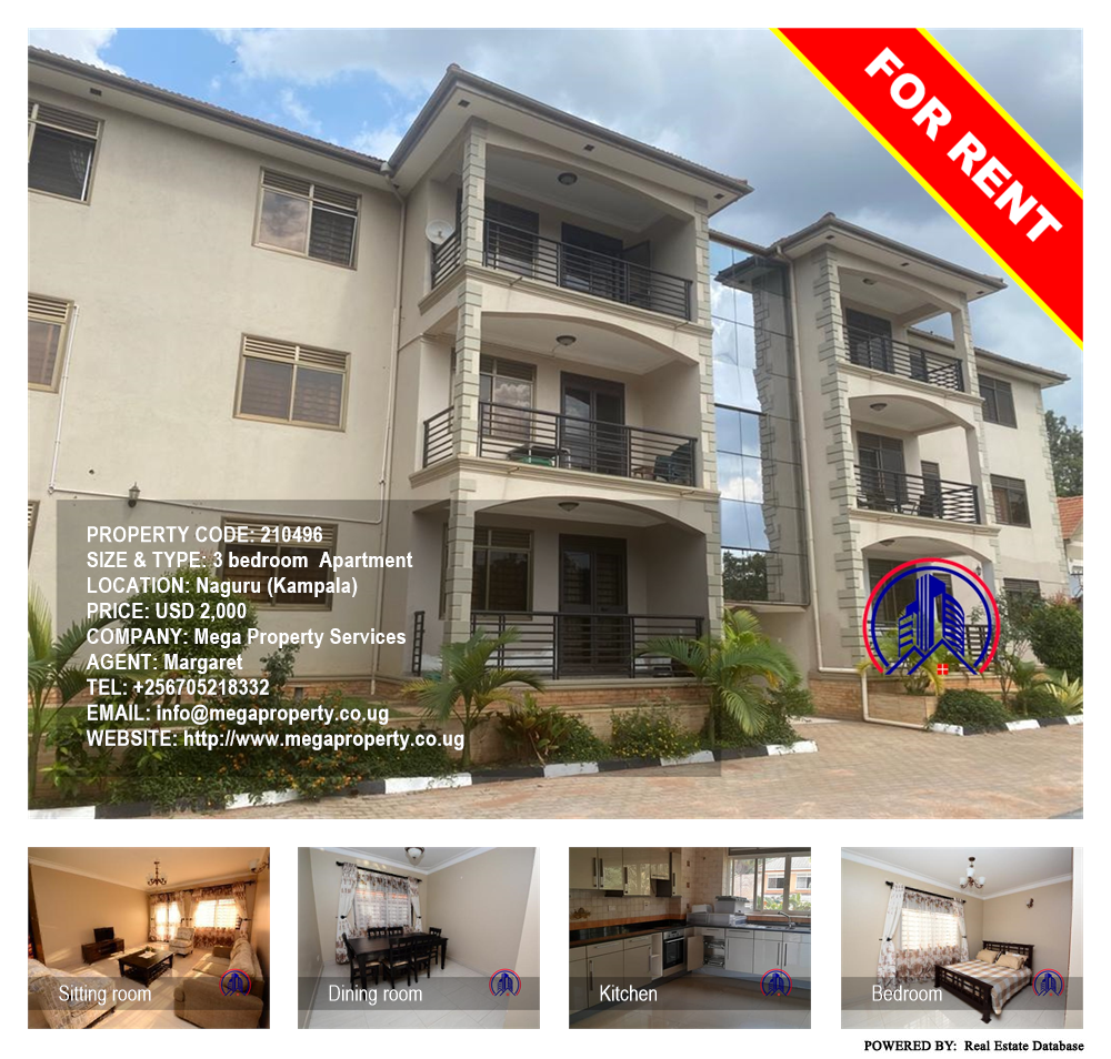 3 bedroom Apartment  for rent in Naguru Kampala Uganda, code: 210496