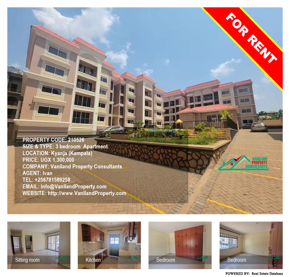 3 bedroom Apartment  for rent in Kyanja Kampala Uganda, code: 210526