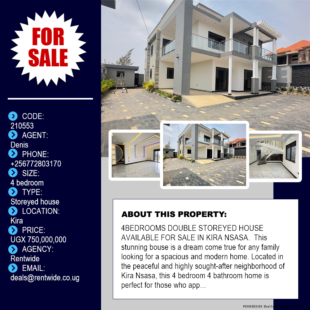 4 bedroom Storeyed house  for sale in Kira Wakiso Uganda, code: 210553