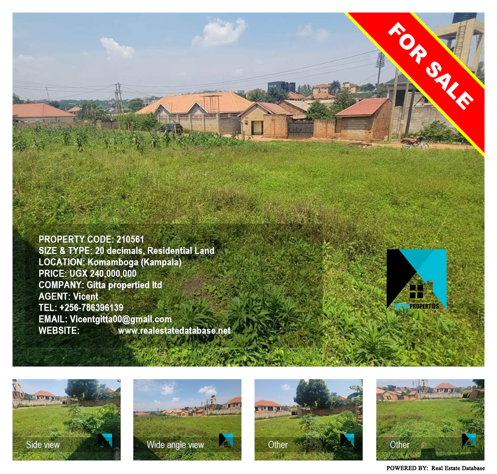 Residential Land  for sale in Komamboga Kampala Uganda, code: 210561