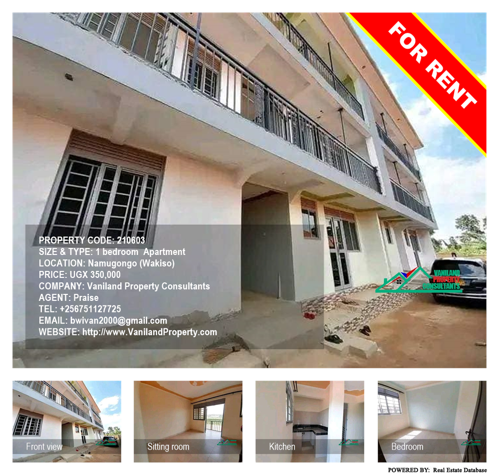 1 bedroom Apartment  for rent in Namugongo Wakiso Uganda, code: 210603