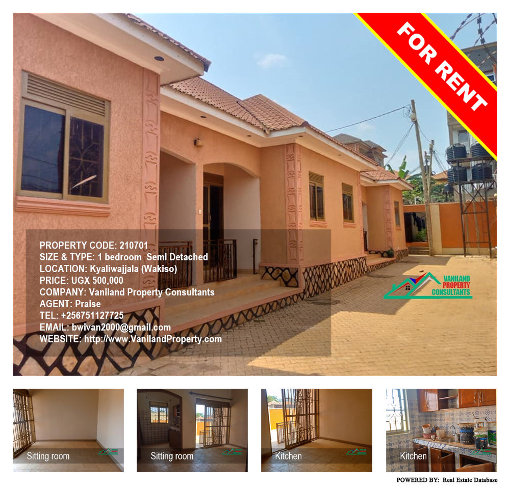 1 bedroom Semi Detached  for rent in Kyaliwajjala Wakiso Uganda, code: 210701