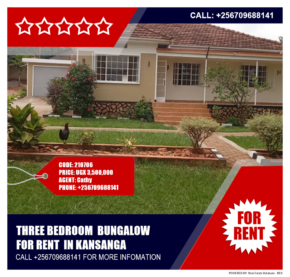 3 bedroom Bungalow  for rent in Kansanga Kampala Uganda, code: 210706