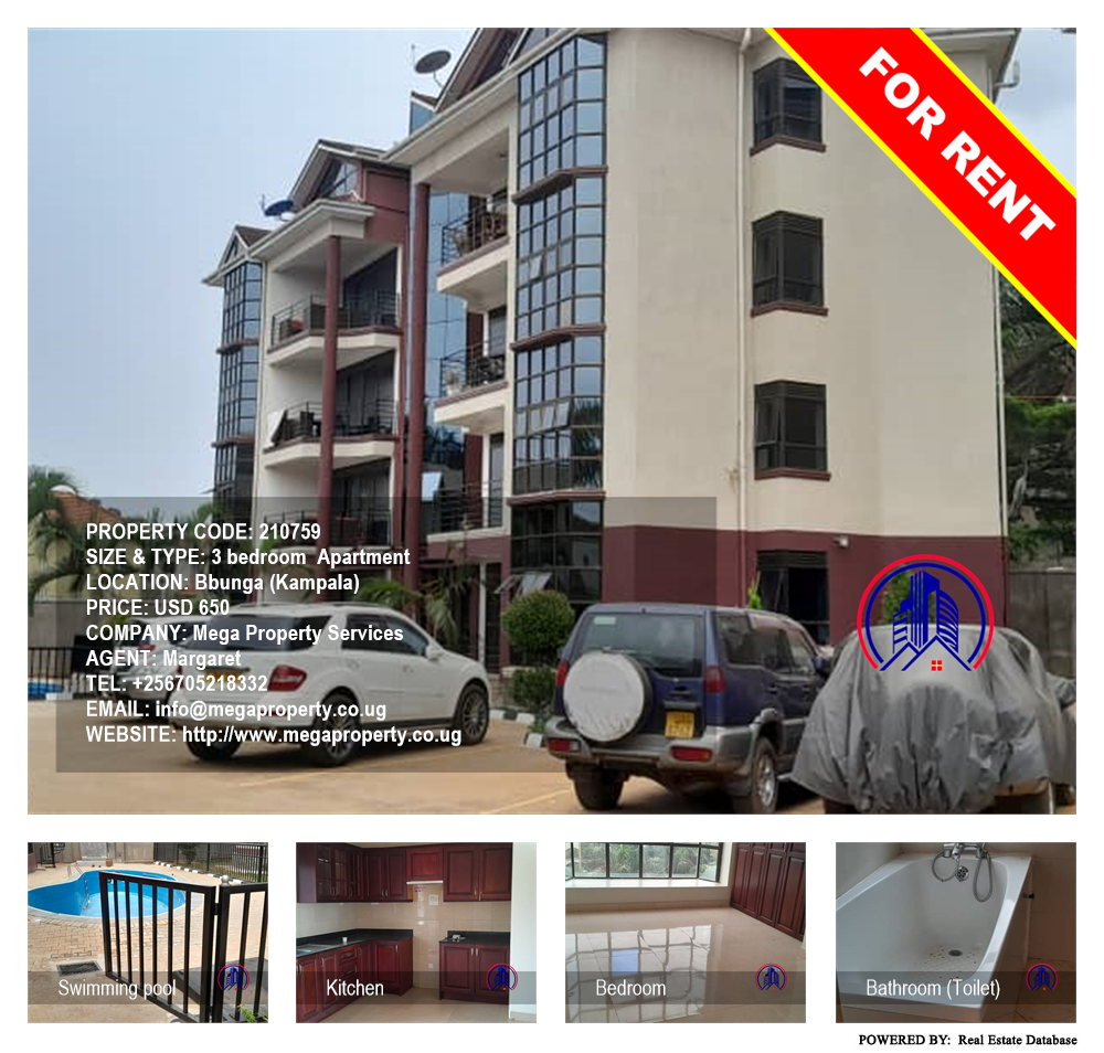 3 bedroom Apartment  for rent in Bbunga Kampala Uganda, code: 210759