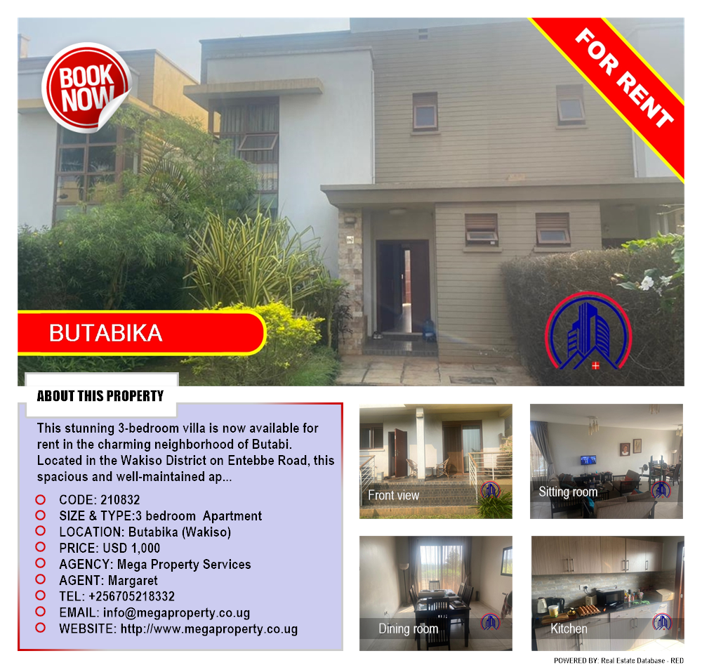 3 bedroom Apartment  for rent in Butabika Wakiso Uganda, code: 210832