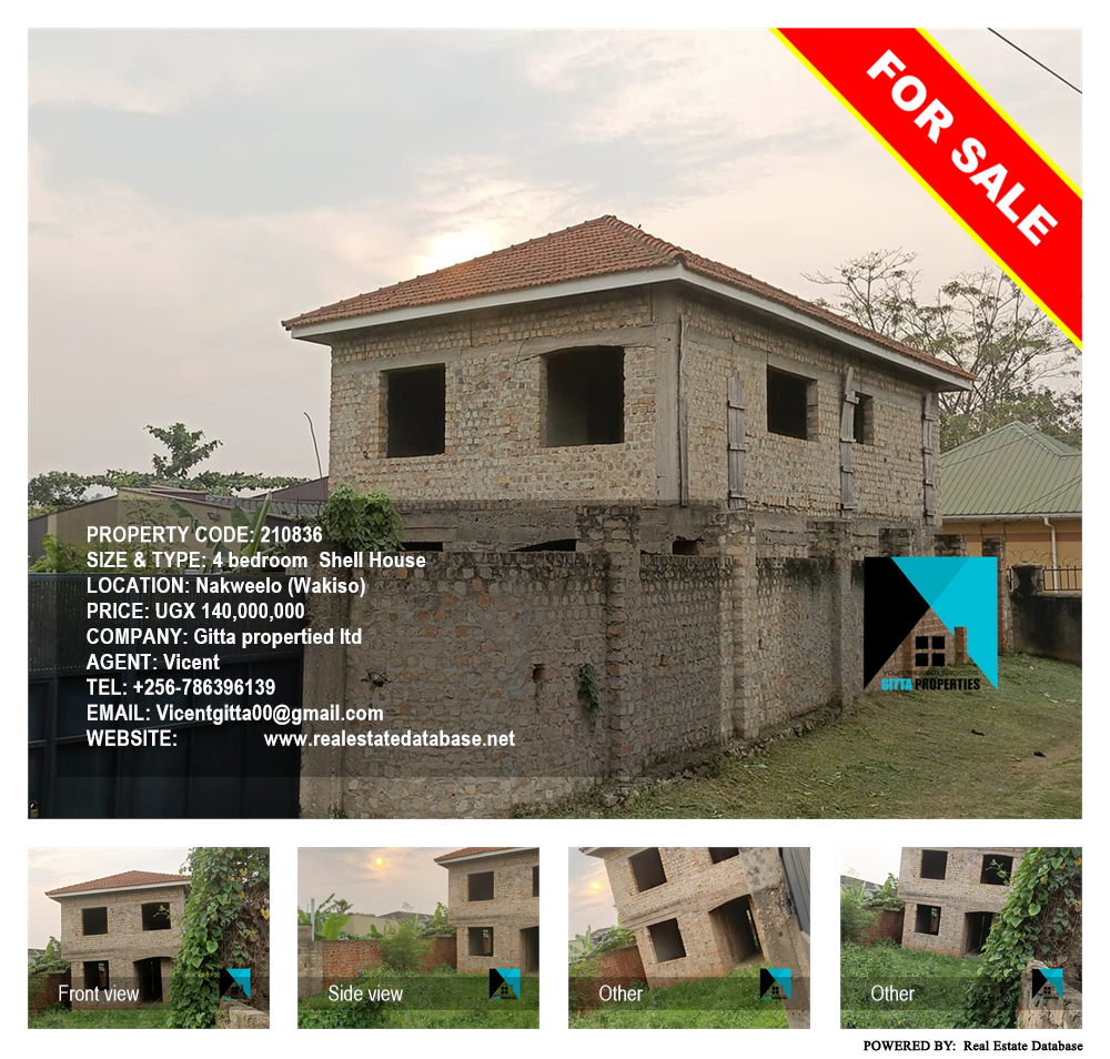 4 bedroom Shell House  for sale in Nakweelo Wakiso Uganda, code: 210836