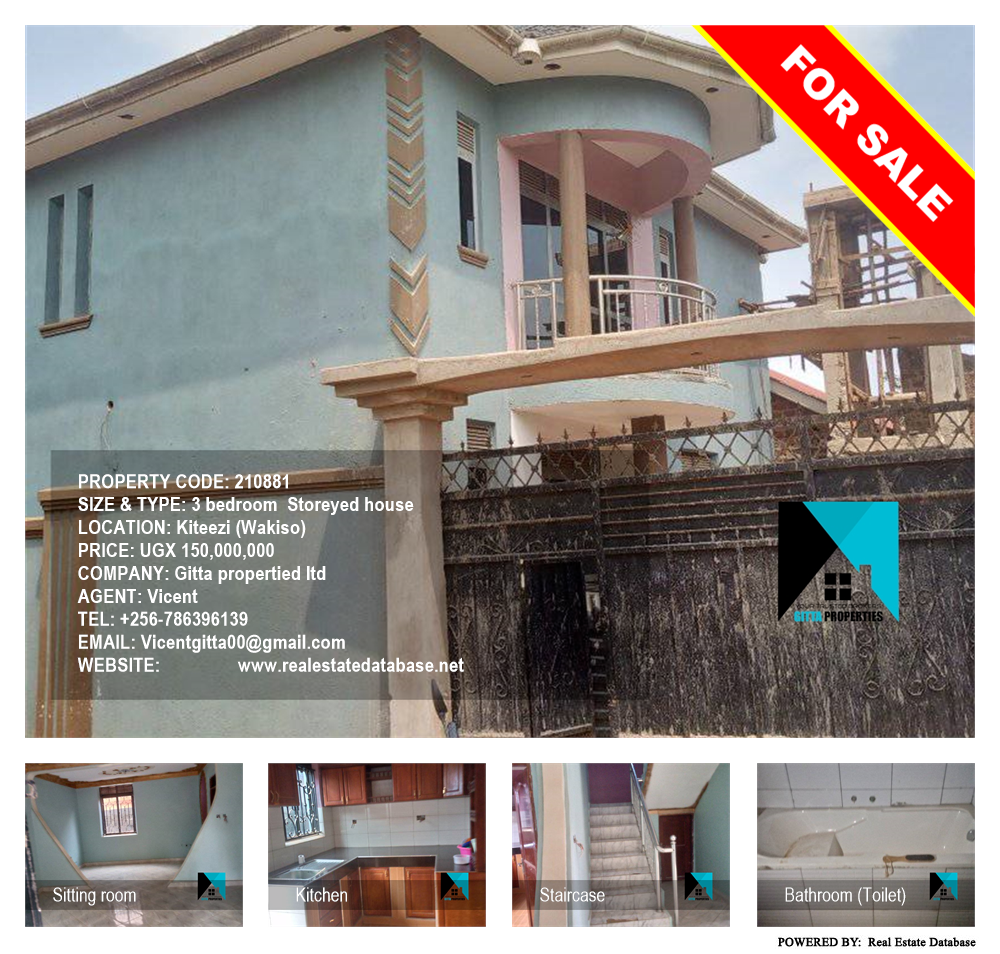 3 bedroom Storeyed house  for sale in Kiteezi Wakiso Uganda, code: 210881