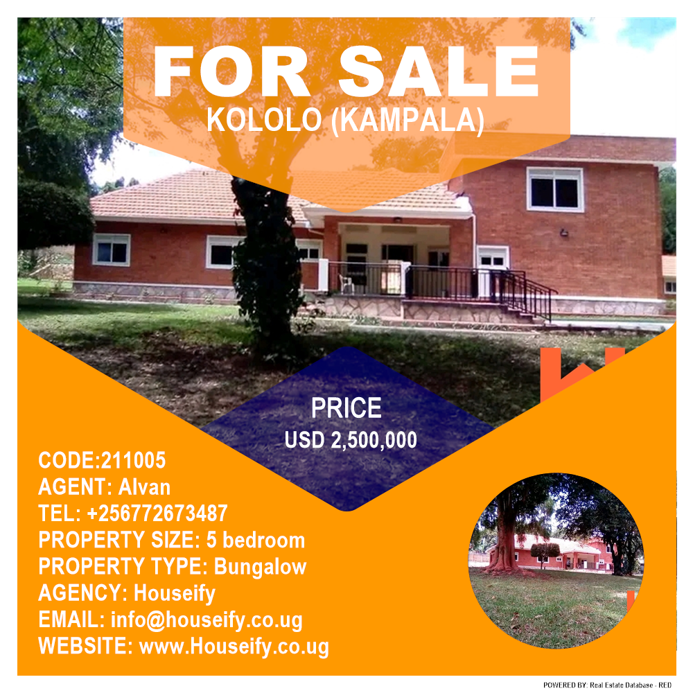 5 bedroom Bungalow  for sale in Kololo Kampala Uganda, code: 211005