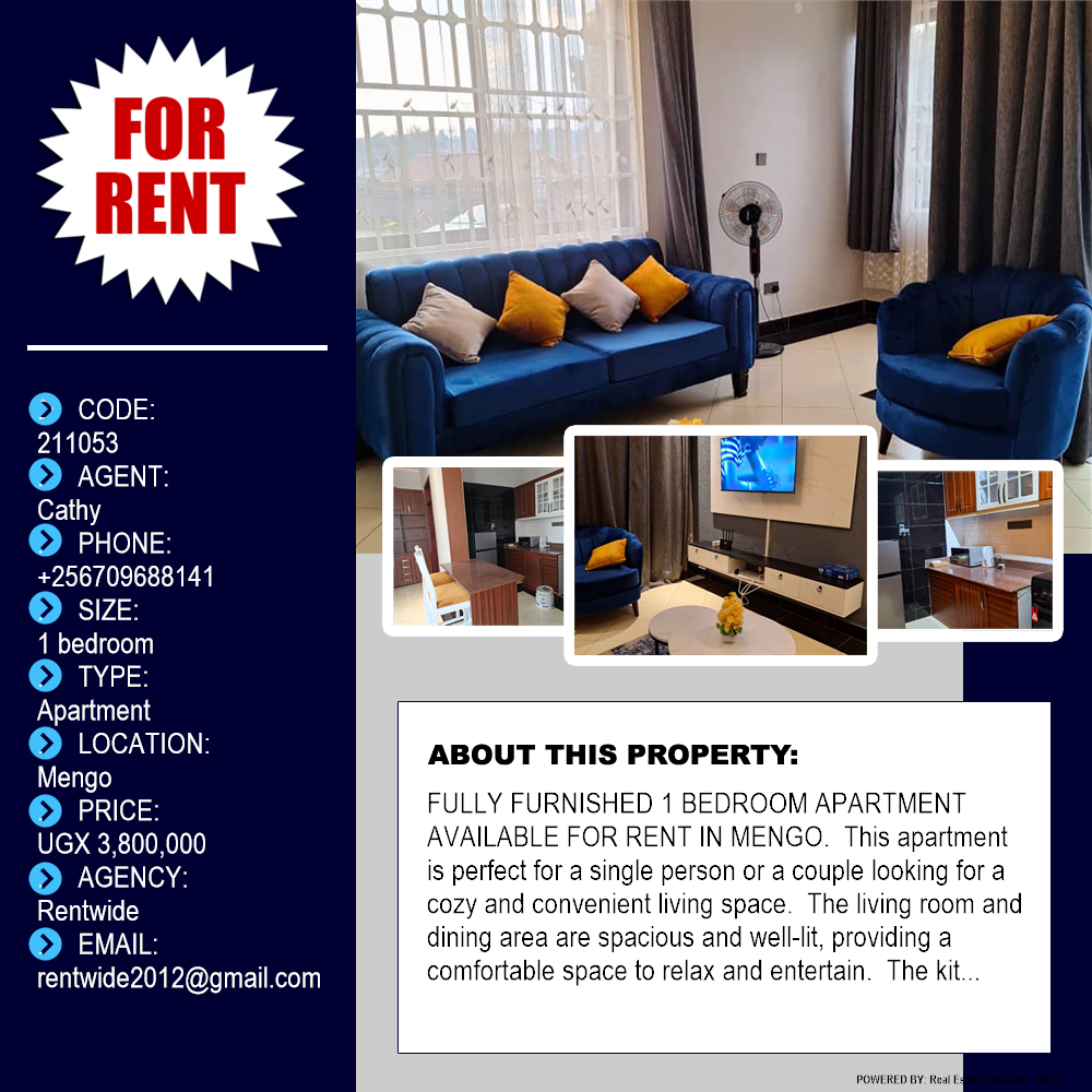 1 bedroom Apartment  for rent in Mengo Kampala Uganda, code: 211053