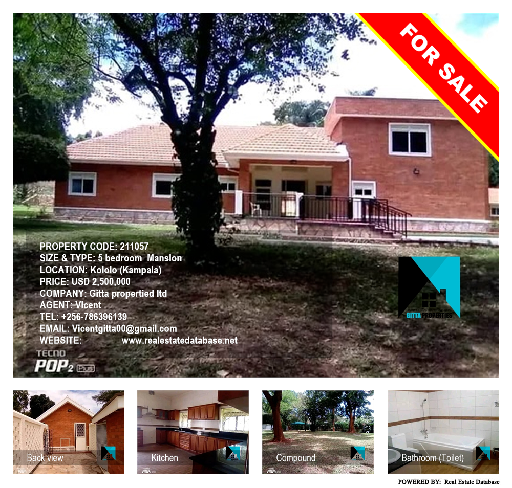 5 bedroom Mansion  for sale in Kololo Kampala Uganda, code: 211057