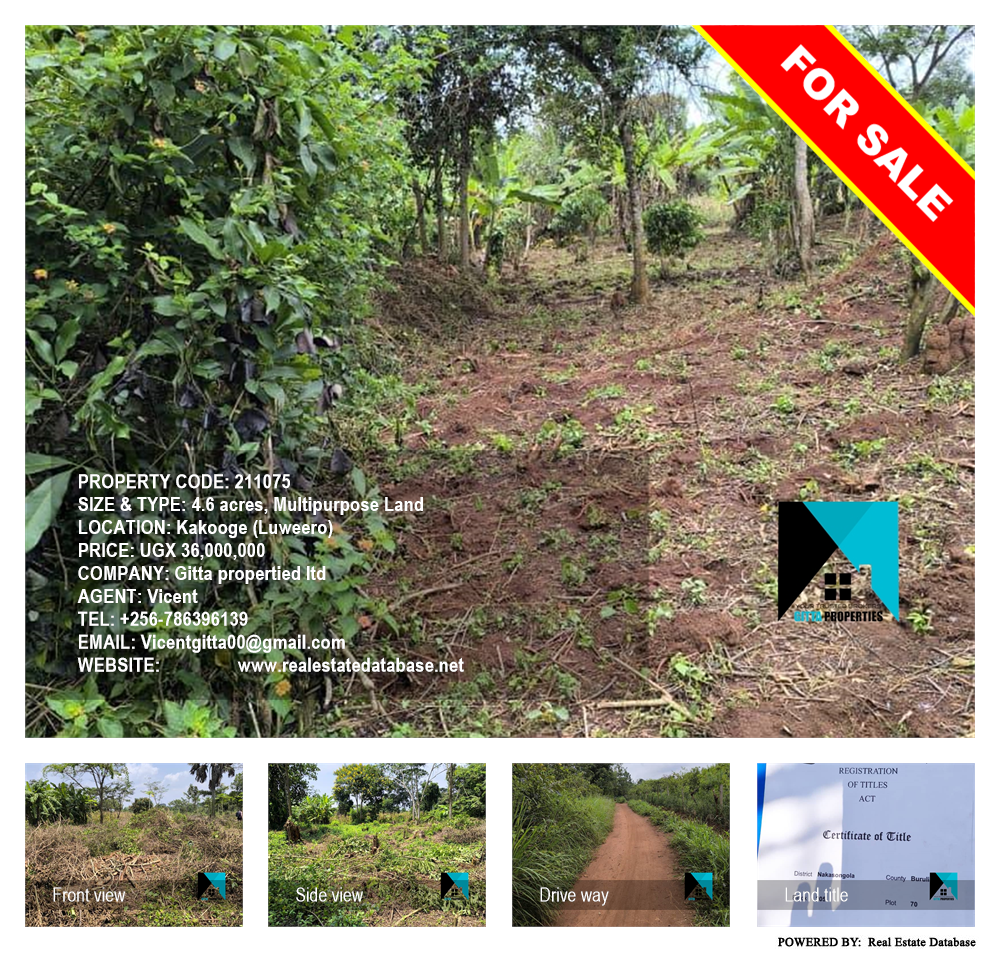 Multipurpose Land  for sale in Kakooge Luweero Uganda, code: 211075