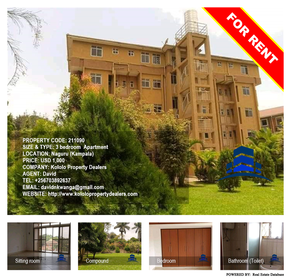 3 bedroom Apartment  for rent in Naguru Kampala Uganda, code: 211090