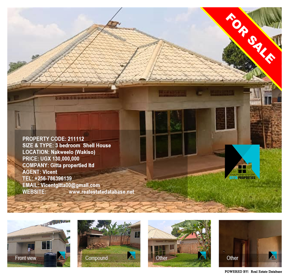 3 bedroom Shell House  for sale in Nakweelo Wakiso Uganda, code: 211112