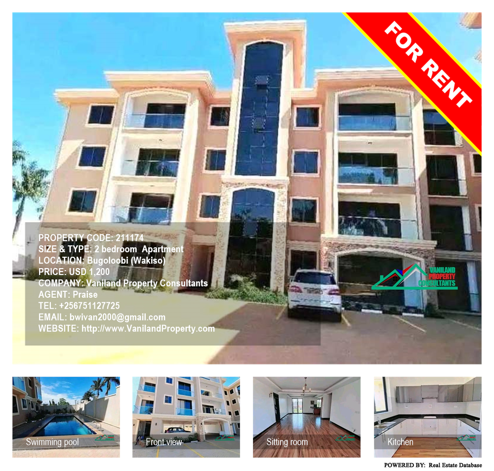 2 bedroom Apartment  for rent in Bugoloobi Wakiso Uganda, code: 211174