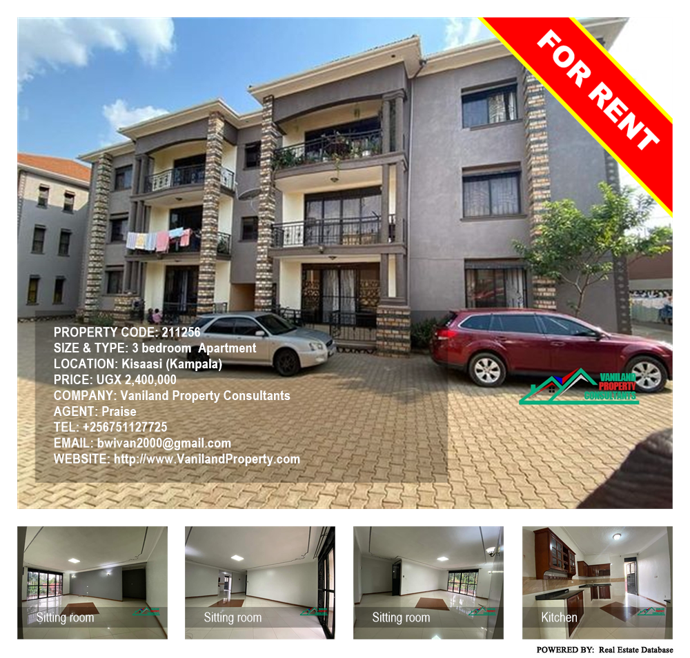 3 bedroom Apartment  for rent in Kisaasi Kampala Uganda, code: 211256