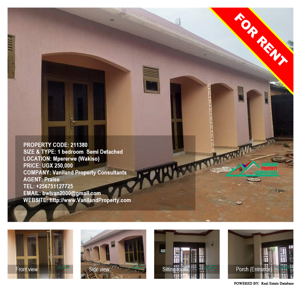 1 bedroom Semi Detached  for rent in Mpererwe Wakiso Uganda, code: 211380