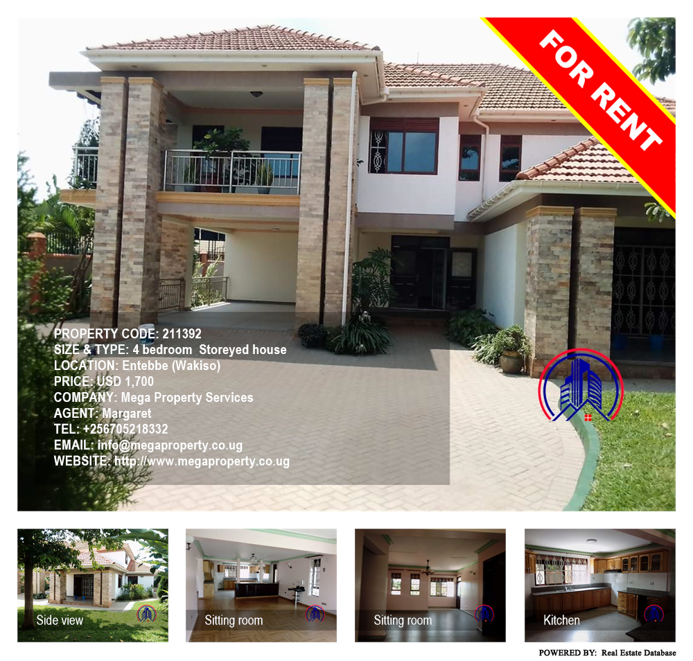 4 bedroom Storeyed house  for rent in Entebbe Wakiso Uganda, code: 211392