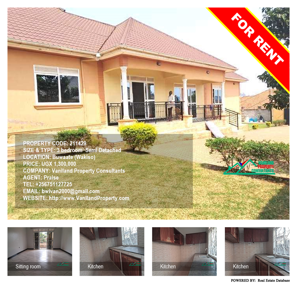 3 bedroom Semi Detached  for rent in Buwaate Wakiso Uganda, code: 211429