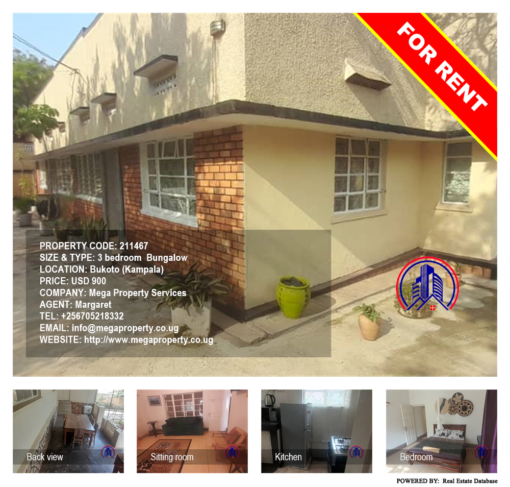 3 bedroom Bungalow  for rent in Bukoto Kampala Uganda, code: 211467