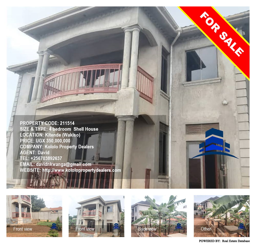 4 bedroom Shell House  for sale in Kitende Wakiso Uganda, code: 211514