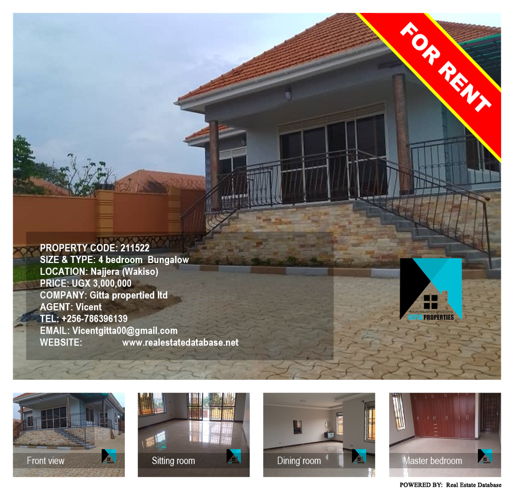 4 bedroom Bungalow  for rent in Najjera Wakiso Uganda, code: 211522