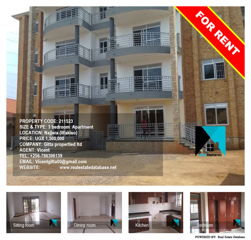 3 bedroom Apartment  for rent in Najjera Wakiso Uganda, code: 211523