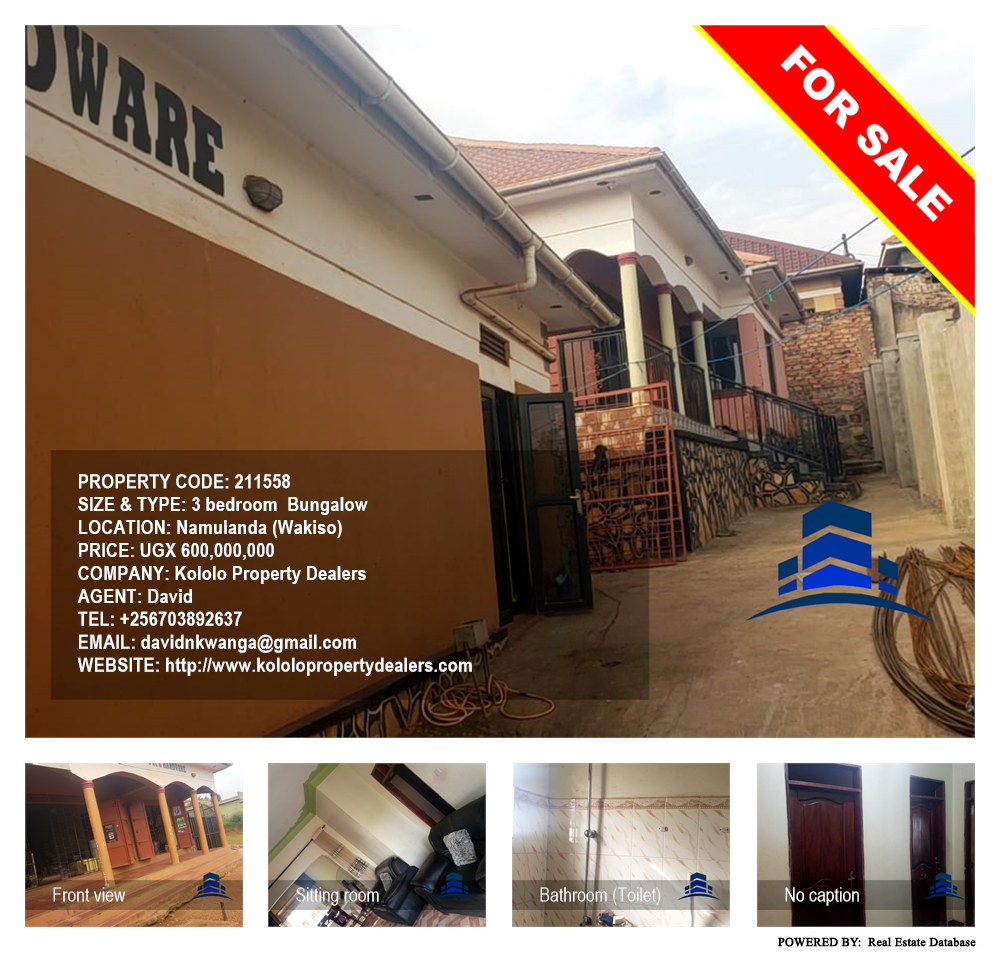 3 bedroom Bungalow  for sale in Namulanda Wakiso Uganda, code: 211558