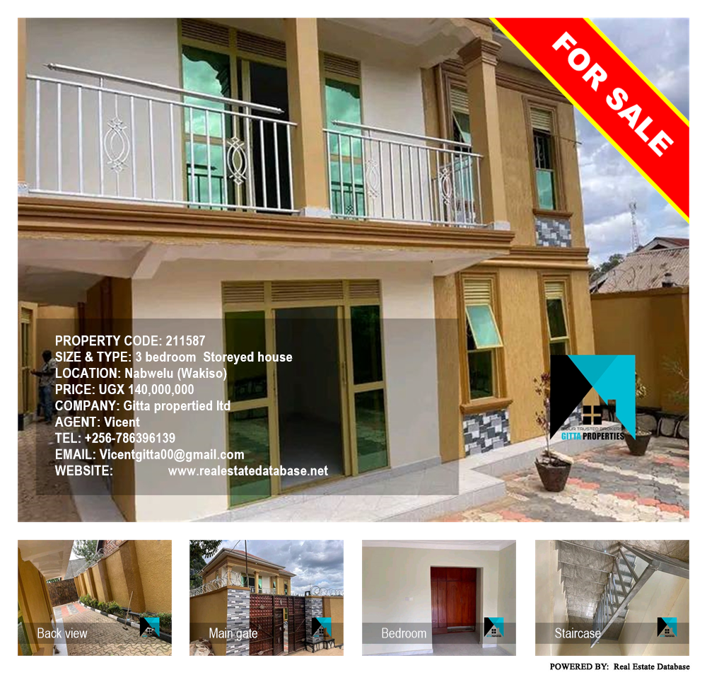 3 bedroom Storeyed house  for sale in Nabwelu Wakiso Uganda, code: 211587