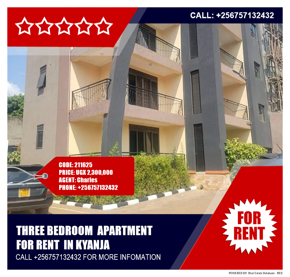 3 bedroom Apartment  for rent in Kyanja Kampala Uganda, code: 211625