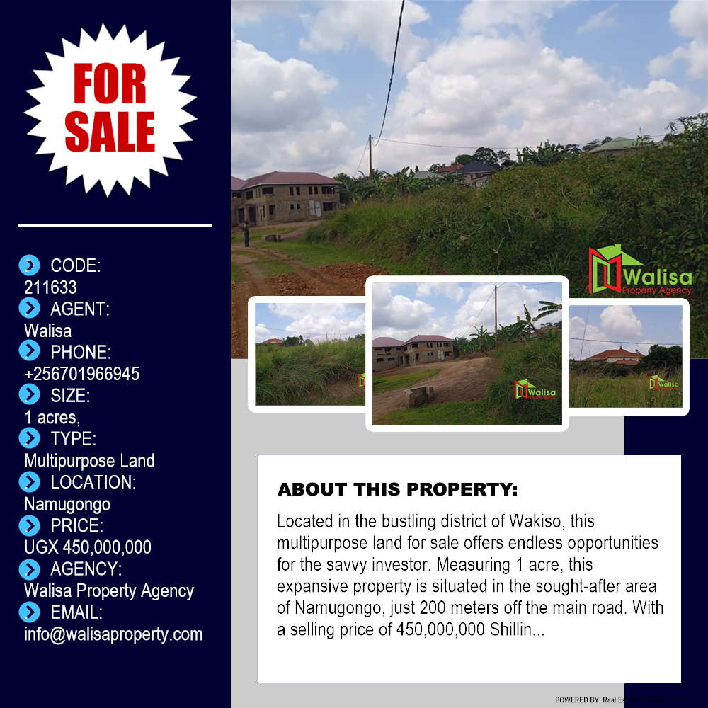 Multipurpose Land  for sale in Namugongo Wakiso Uganda, code: 211633