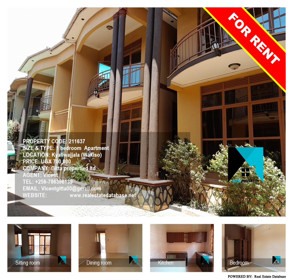 1 bedroom Apartment  for rent in Kyaliwajjala Wakiso Uganda, code: 211637