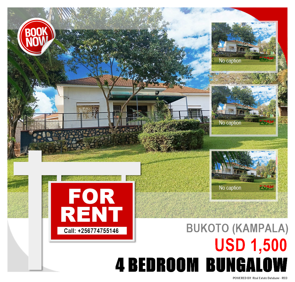 4 bedroom Bungalow  for rent in Bukoto Kampala Uganda, code: 211694