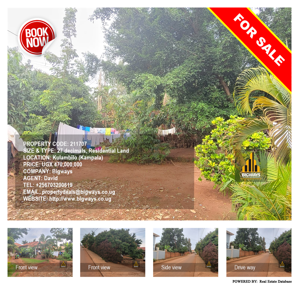 Residential Land  for sale in Kulambilo Kampala Uganda, code: 211707