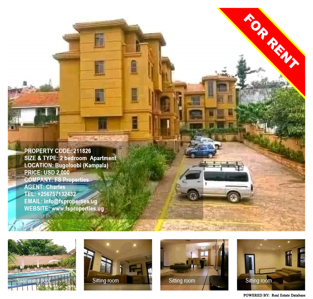 2 bedroom Apartment  for rent in Bugoloobi Kampala Uganda, code: 211826