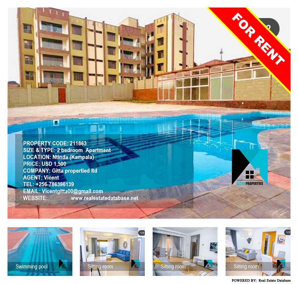 2 bedroom Apartment  for rent in Ntinda Kampala Uganda, code: 211863