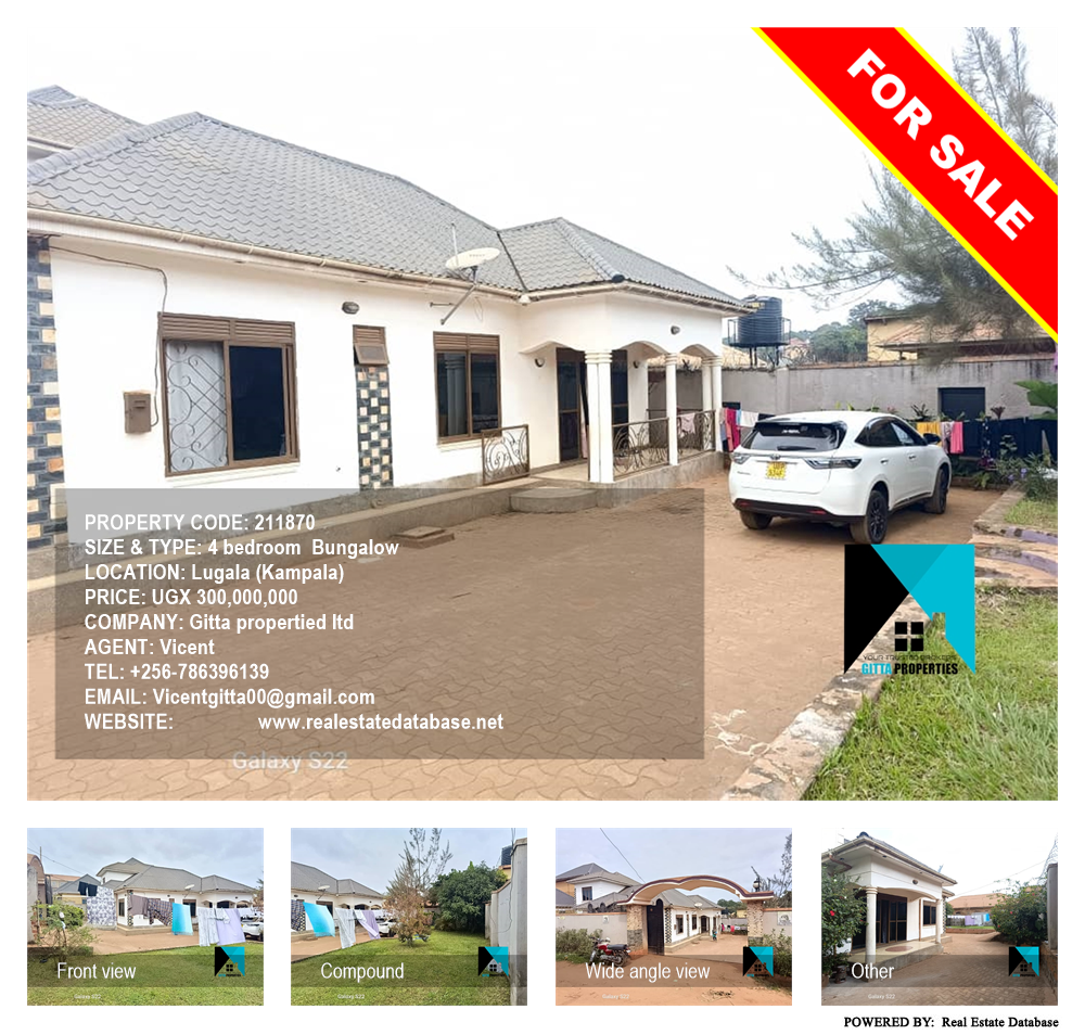 4 bedroom Bungalow  for sale in Lugala Kampala Uganda, code: 211870