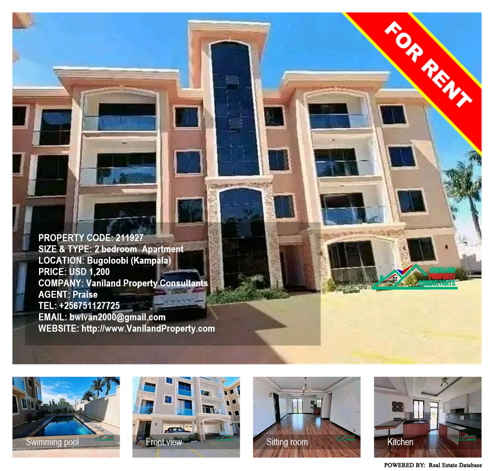 2 bedroom Apartment  for rent in Bugoloobi Kampala Uganda, code: 211927