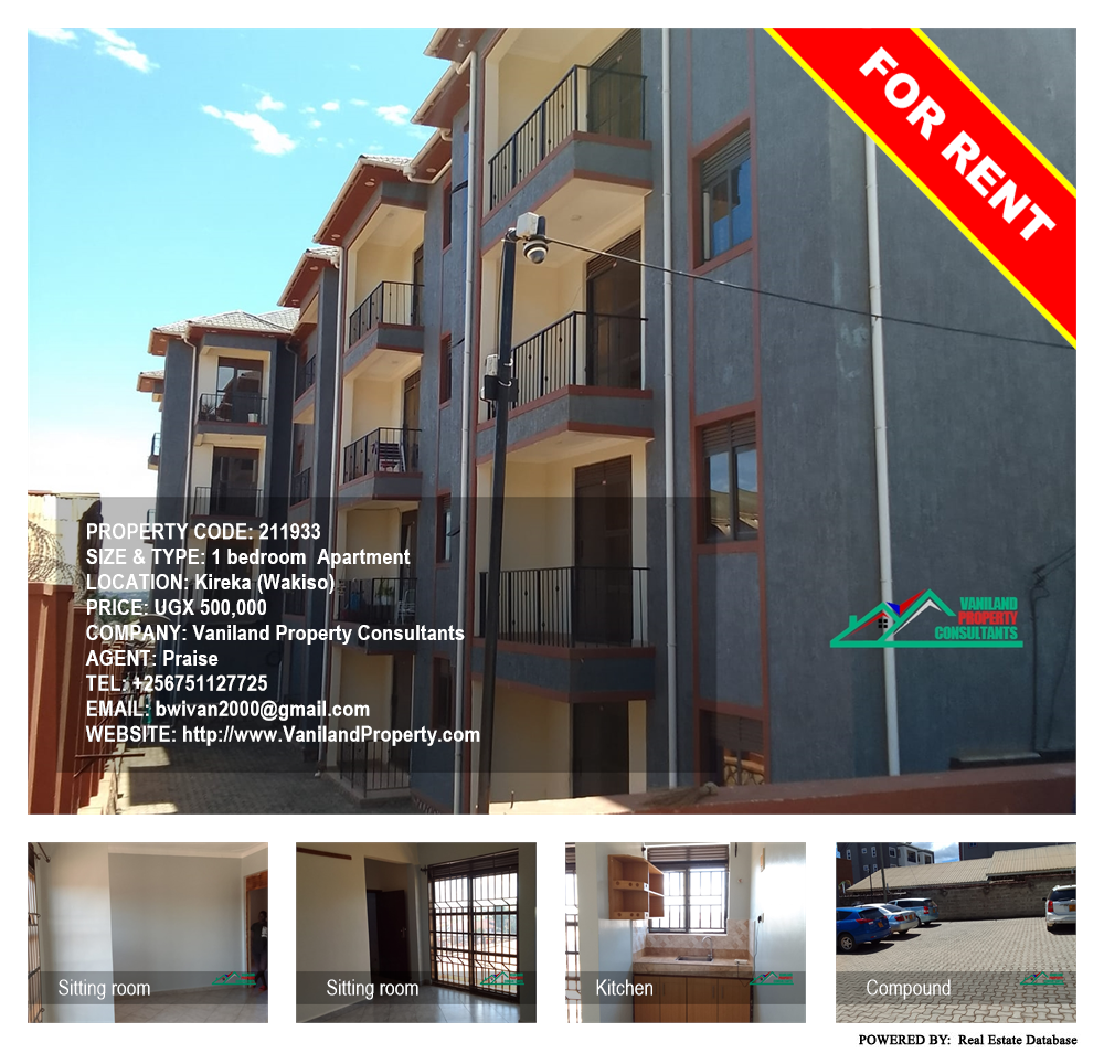 1 bedroom Apartment  for rent in Kireka Wakiso Uganda, code: 211933