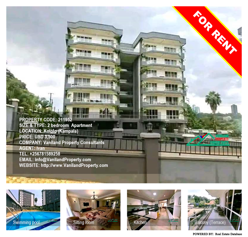 2 bedroom Apartment  for rent in Kololo Kampala Uganda, code: 211952