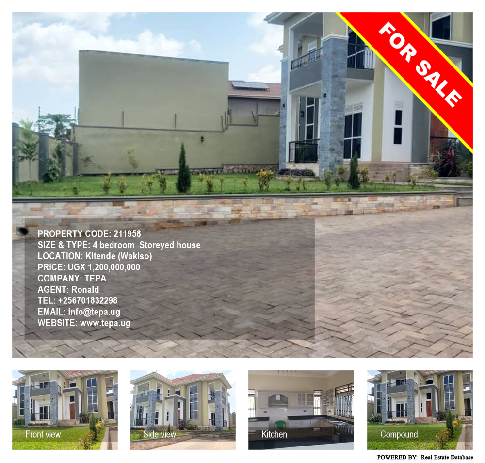 4 bedroom Storeyed house  for sale in Kitende Wakiso Uganda, code: 211958