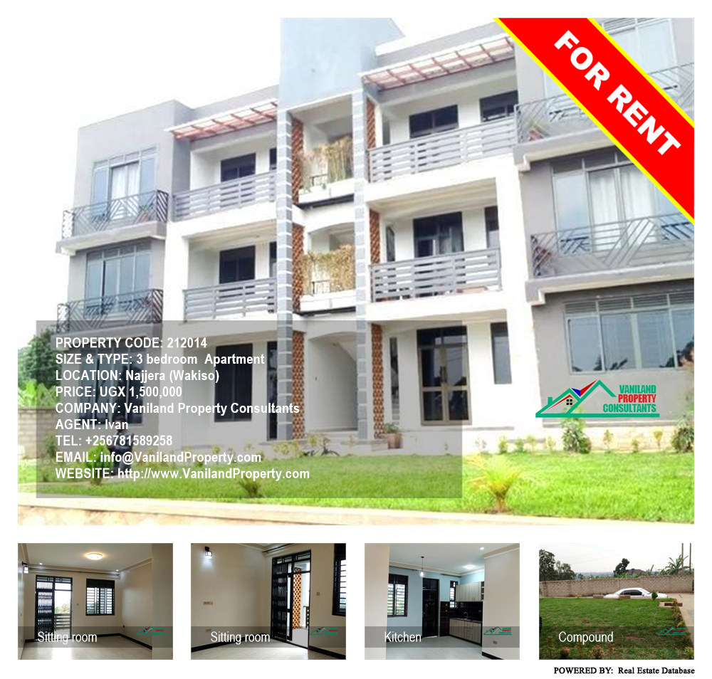 3 bedroom Apartment  for rent in Najjera Wakiso Uganda, code: 212014