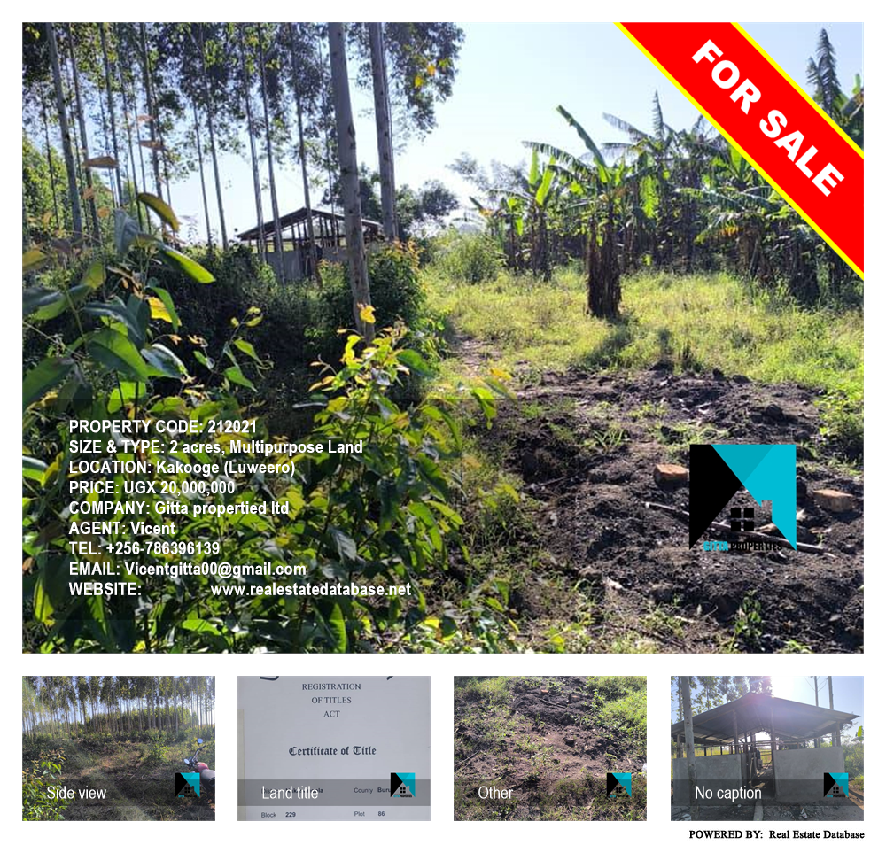 Multipurpose Land  for sale in Kakooge Luweero Uganda, code: 212021