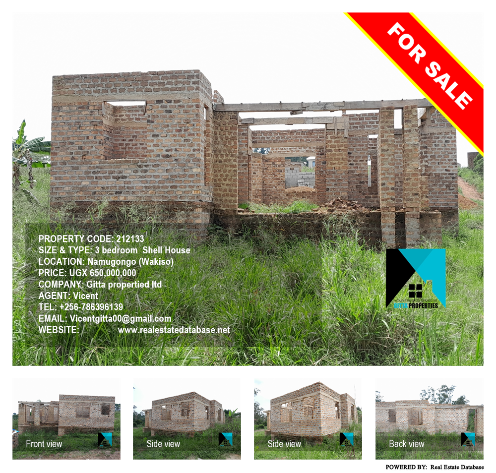 3 bedroom Shell House  for sale in Namugongo Wakiso Uganda, code: 212133