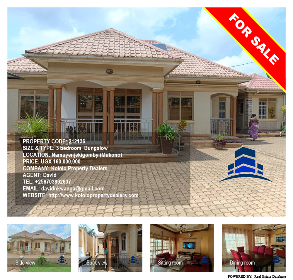 3 bedroom Bungalow  for sale in Namuyenjekigomby Mukono Uganda, code: 212136