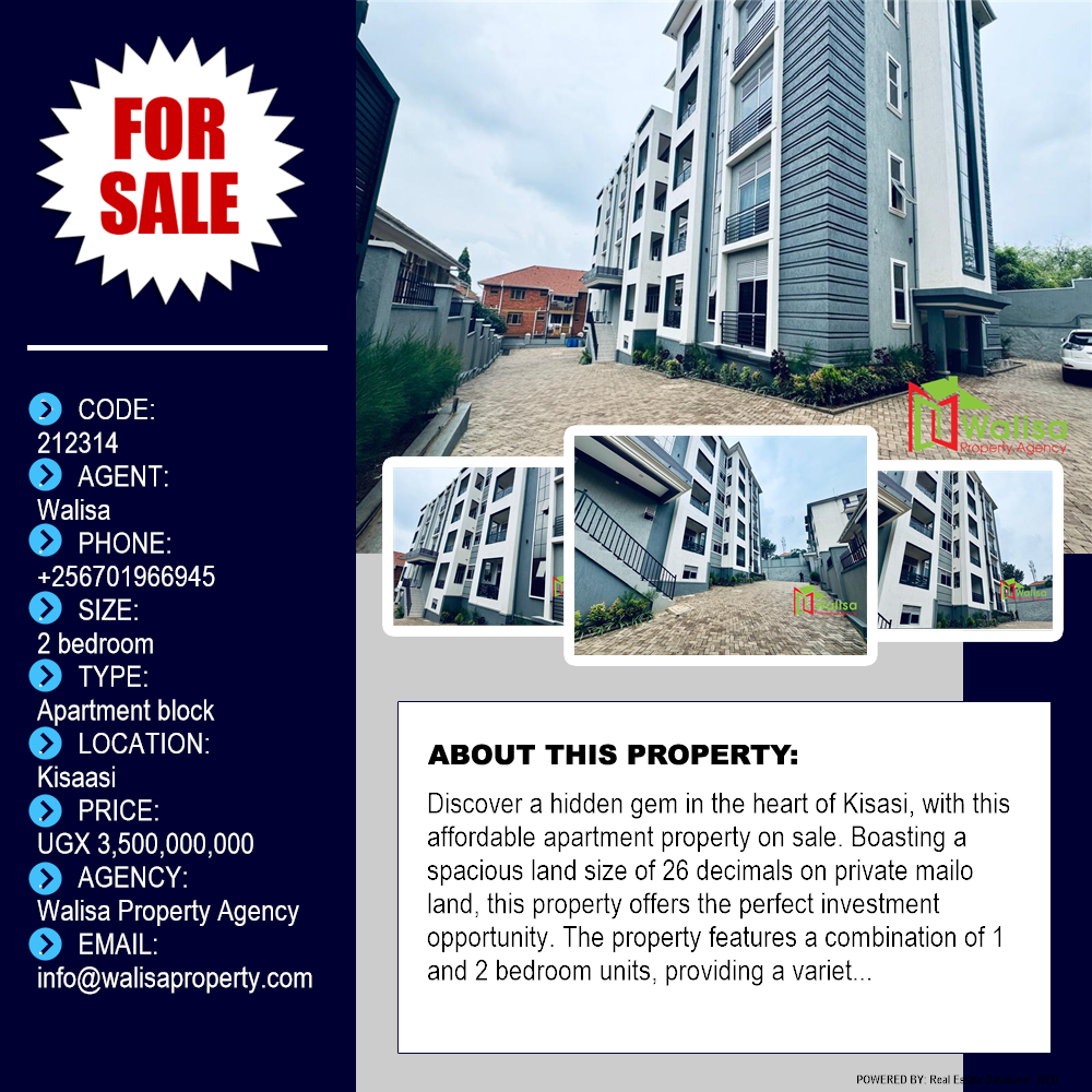 2 bedroom Apartment block  for sale in Kisaasi Kampala Uganda, code: 212314