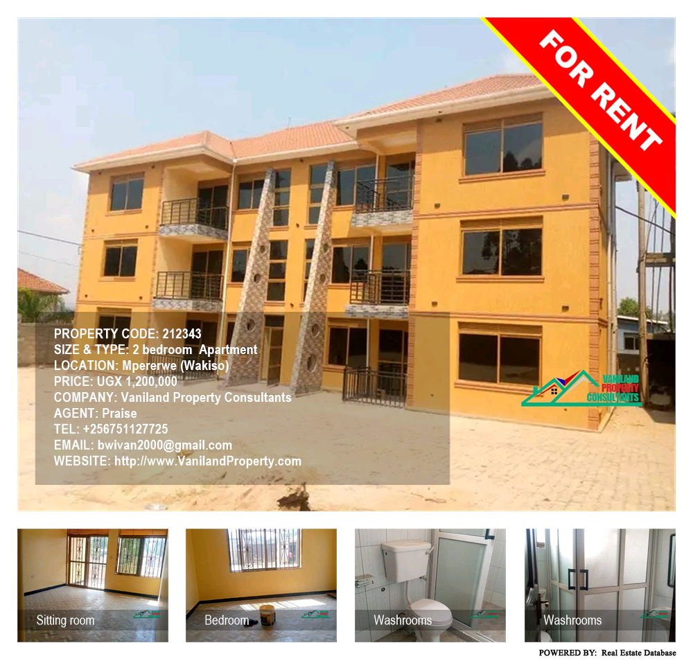 2 bedroom Apartment  for rent in Mpererwe Wakiso Uganda, code: 212343