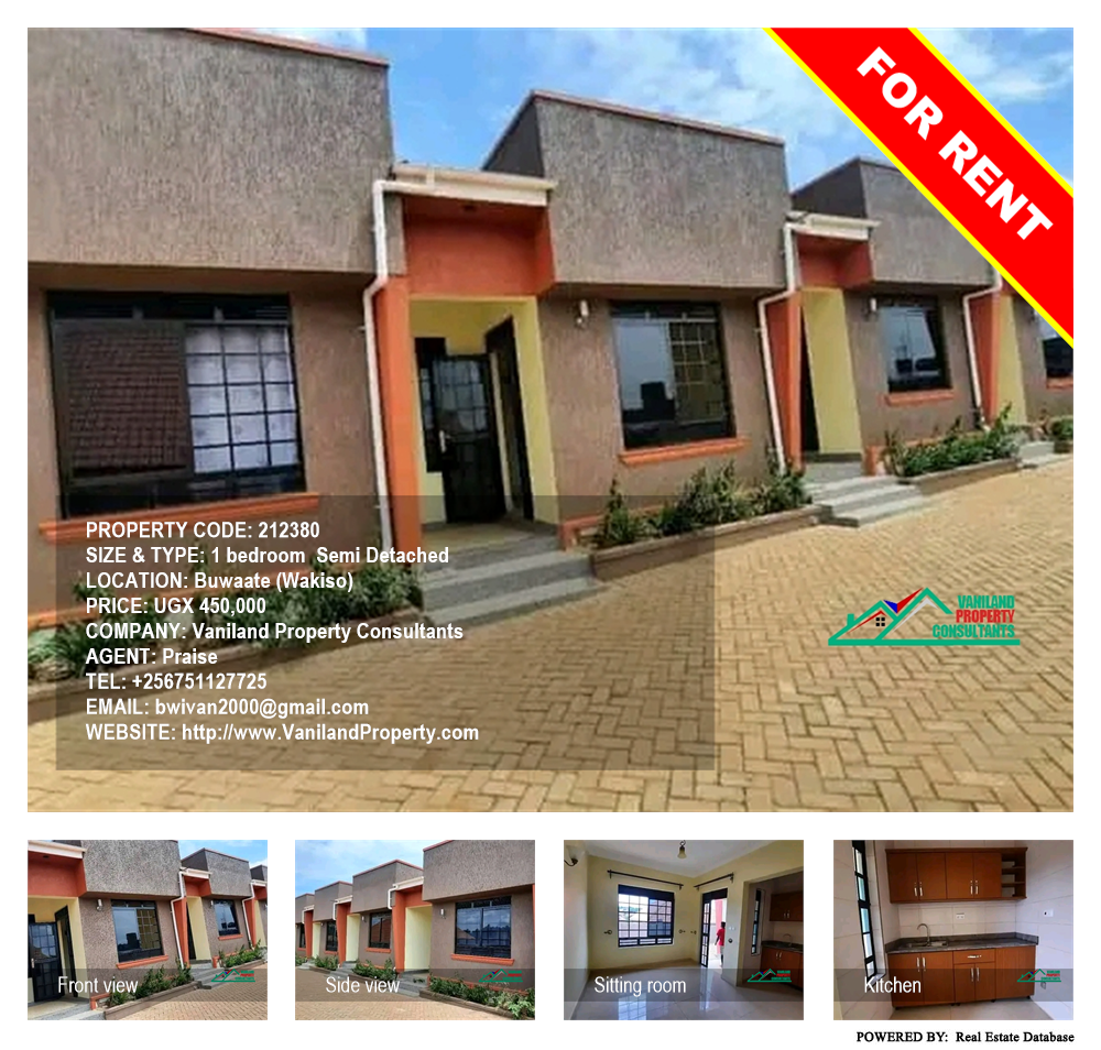 1 bedroom Semi Detached  for rent in Buwaate Wakiso Uganda, code: 212380