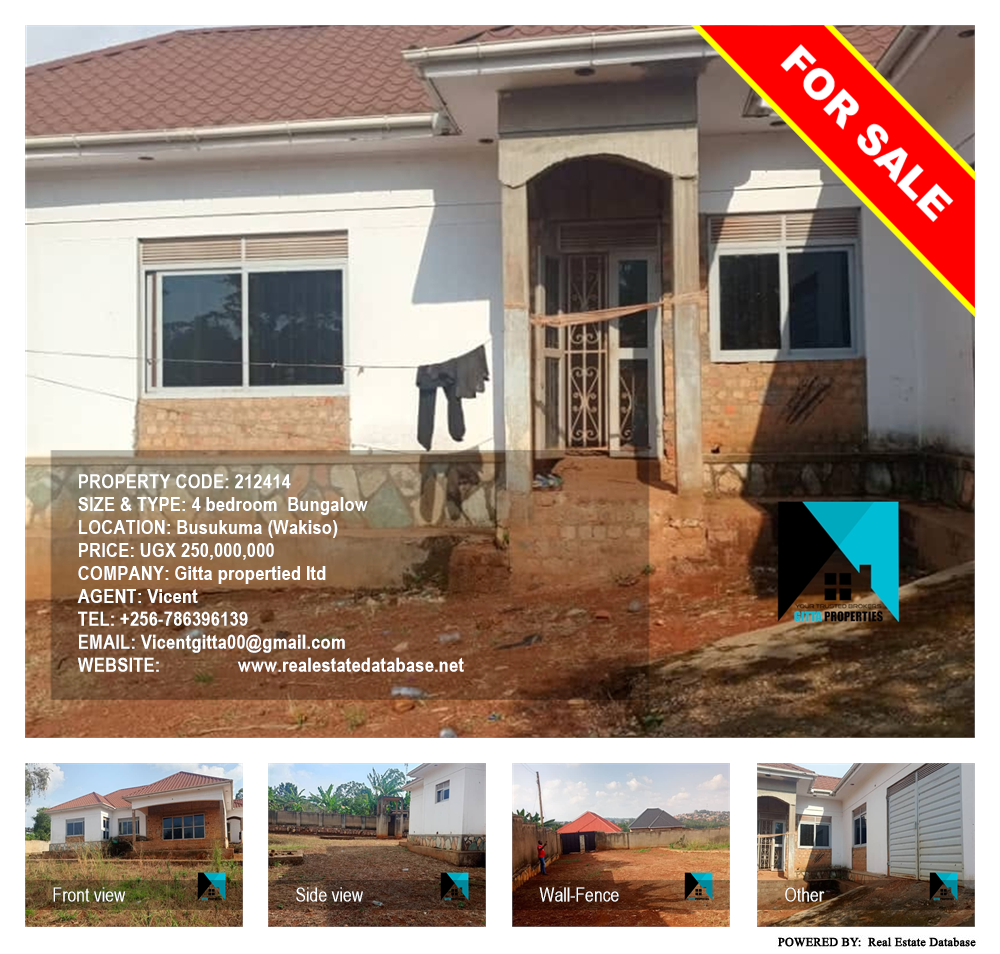 4 bedroom Bungalow  for sale in Busukuma Wakiso Uganda, code: 212414