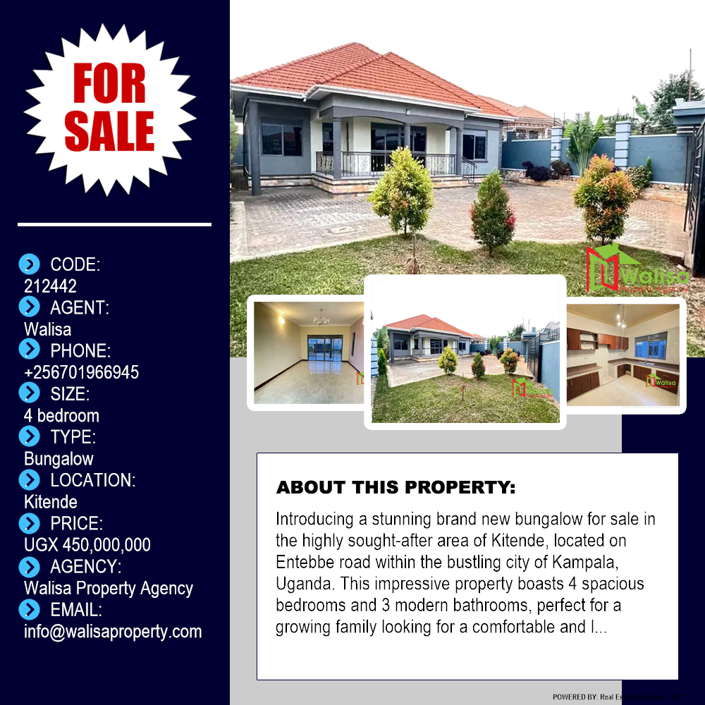 4 bedroom Bungalow  for sale in Kitende Wakiso Uganda, code: 212442